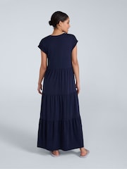 Animal Blue Womens Jersey Maxi Tiered Dress - Image 4 of 7