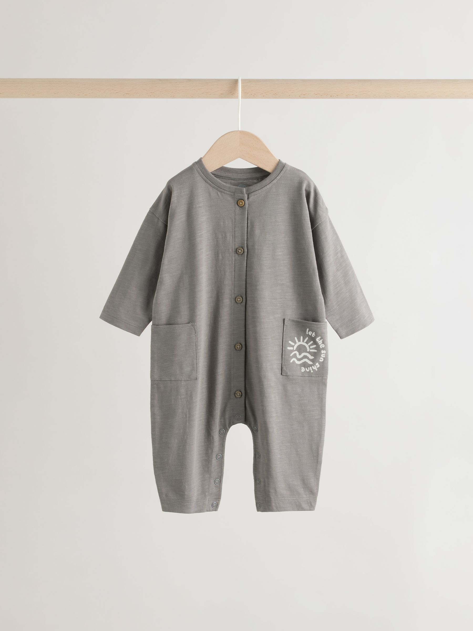 Buy Grey Scandi Cactus Baby Rompers 3 Pack from Next USA