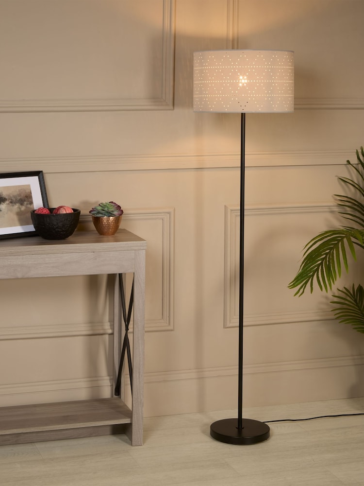 Searchlight Black/Grey Julian Cut Out Floor Lamp - Image 1 of 4
