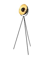 Searchlight Matt Black and Gold and White and Chrome Eclipse Tripod Floor Lamp - Image 2 of 4