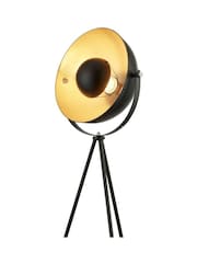 Searchlight Matt Black and Gold and White and Chrome Eclipse Tripod Floor Lamp - Image 4 of 4