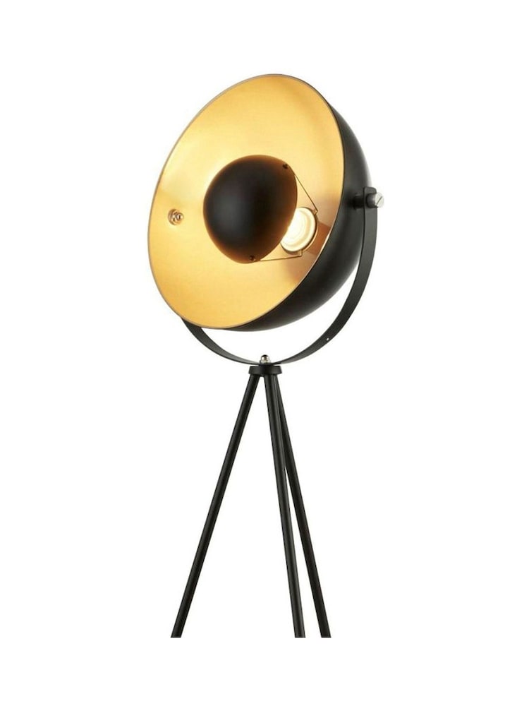 Searchlight Matt Black and Gold and White and Chrome Eclipse Tripod Floor Lamp - Image 4 of 4