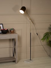 Searchlight Black and Gold and Marble Reed Marble Task Floor Lamp - Image 1 of 4