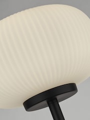 Searchlight Matt Black and White Perla Floor Lamp Opal Ribbed Glass - Image 2 of 4