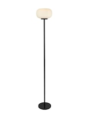 Searchlight Matt Black and White Perla Floor Lamp Opal Ribbed Glass - Image 3 of 4