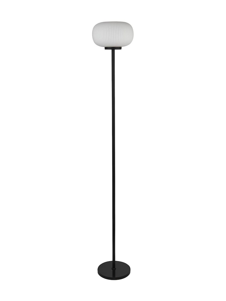 Searchlight Matt Black and White Perla Floor Lamp Opal Ribbed Glass - Image 4 of 4 Searchlight Matt Black and White Perla Floor Lamp Opal Ribbed Glass - Image 4 of 4
