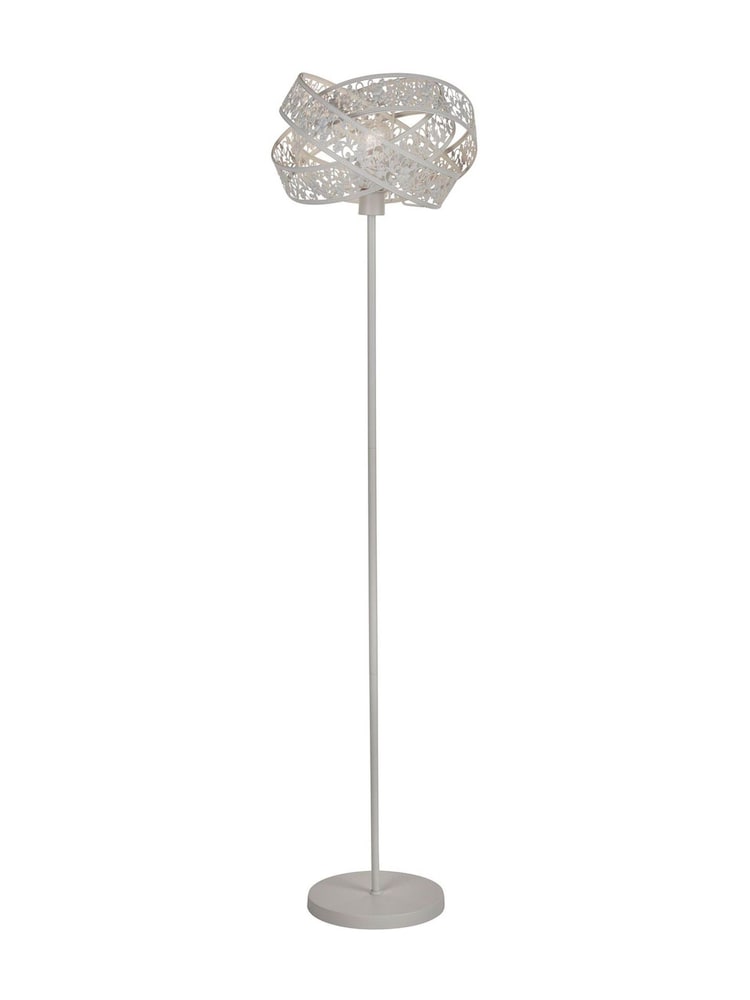 Searchlight White Petra Fretwork Shade Floor Lamp - Image 4 of 4 Searchlight White Petra Fretwork Shade Floor Lamp - Image 4 of 4