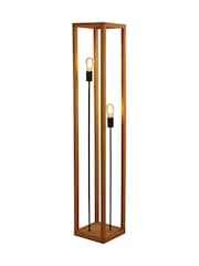 Searchlight Natural Wood and Black Scandara Square 2Lt Floor Lamp - Image 2 of 4