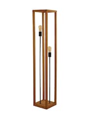 Searchlight Natural Wood and Black Scandara Square 2Lt Floor Lamp - Image 3 of 4
