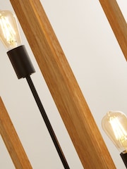 Searchlight Natural Wood and Black Scandara Square 2Lt Floor Lamp - Image 4 of 4