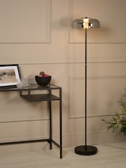Searchlight Black Jenson Floor Lamp Smoked Glass - Image 1 of 4