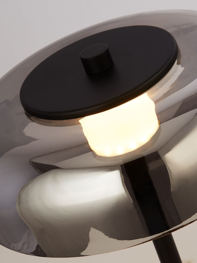 Searchlight Black Jenson Floor Lamp Smoked Glass - Image 2 of 4