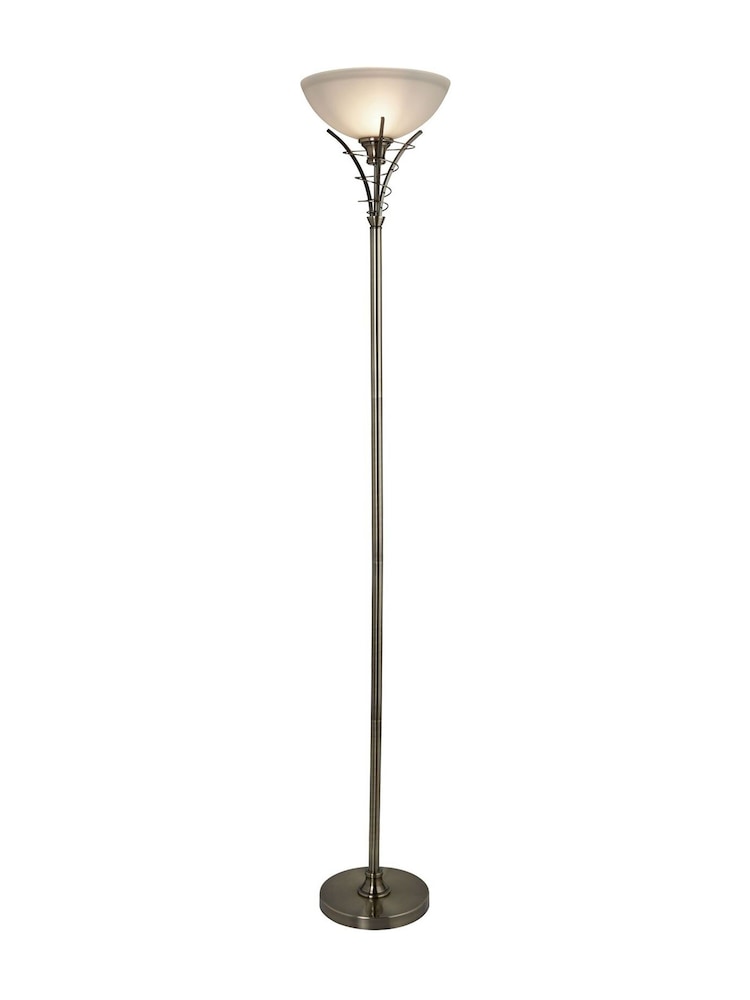 Searchlight Antique Brass Carriden Floor Lamp Acid Glass - Image 2 of 4