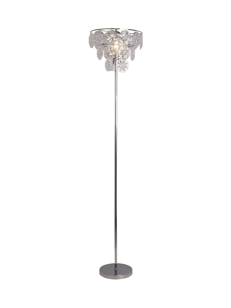Searchlight Chrome and Clear Stella Acrylic Shade Floor Lamp - Image 2 of 4