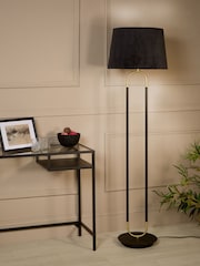 Searchlight Matt Black and Satin Brass and Black Simone Floor Lamp - Image 1 of 4