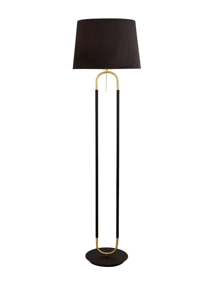 Searchlight Matt Black and Satin Brass and Black Simone Floor Lamp - Image 2 of 4