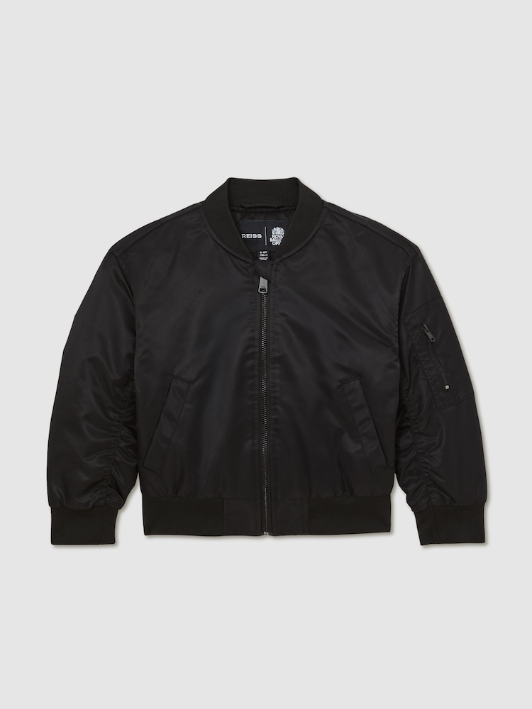 Reiss Black Finn 3-9 yrs Reiss | Royal Ballet Bomber Unisex Fit Jacket - Image 2 of 6 Reiss Black Finn 3-9 yrs Reiss | Royal Ballet Bomber Unisex Fit Jacket - Image 2 of 6