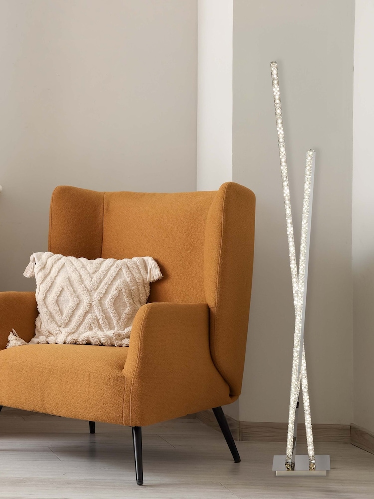 Searchlight Chrome and Clear Degree Clear Crystal Floor Lamp - Image 1 of 4