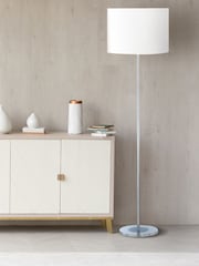 Searchlight Chrome and Satin Silver Ruem Floor Lamp - Image 1 of 4