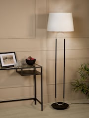 Searchlight Matt Black and Satin Silver and White Simone Floor Lamp - Image 1 of 3
