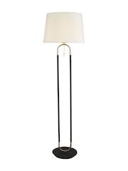Searchlight Matt Black and Satin Silver and White Simone Floor Lamp - Image 2 of 3