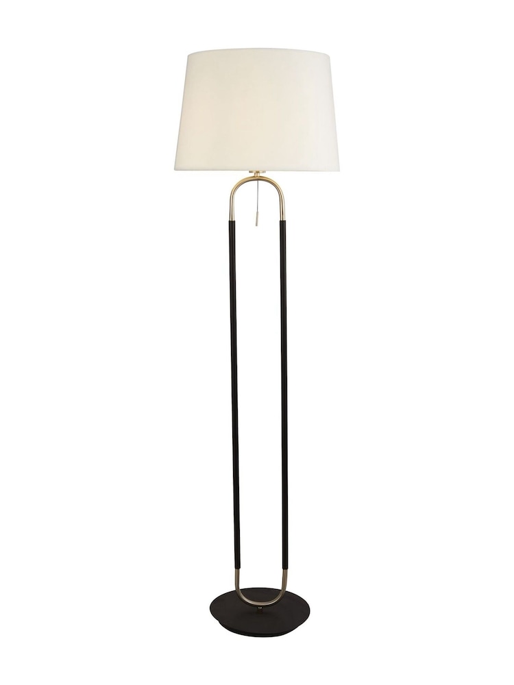Searchlight Matt Black and Satin Silver and White Simone Floor Lamp - Image 2 of 3