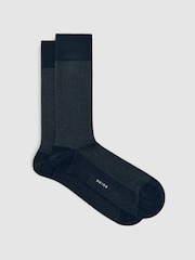 Reiss Charcoal Otto Cotton-Blend Herringbone Socks - Image 1 of 3