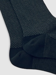 Reiss Charcoal Otto Cotton-Blend Herringbone Socks - Image 2 of 3