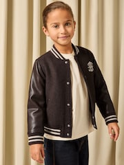 Reiss Brown/Off White Miller 9-13 yrs Monogram Relaxed Varsity Jacket Unisex Fit - Image 4 of 8
