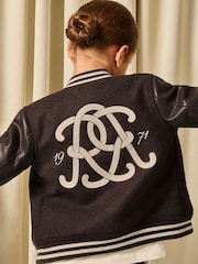 Reiss Brown/Off White Miller 9-13 yrs Monogram Relaxed Varsity Jacket Unisex Fit - Image 6 of 8