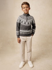 Reiss Dark Grey/Off White Perth Jumper - Image 1 of 5