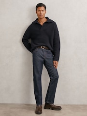 Azul marino - Reiss Vatali Wool-Blend Relaxed Open-Collar Jumper - Imagen 6 de 8