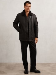 Reiss Brown Raven Button-Through Shearling Jacket - Image 4 of 9