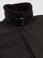 Reiss Brown Raven Button-Through Shearling Jacket - Image 9 of 9