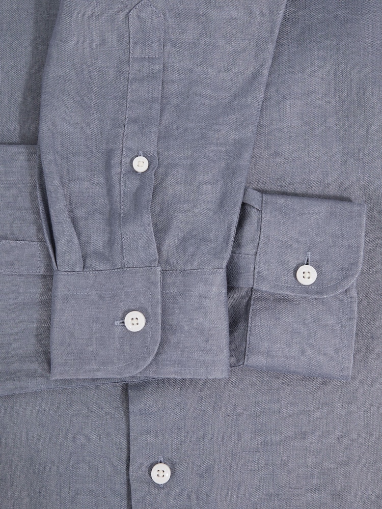 Reiss Airforce Blue Ruban Linen Button-Through Shirt - Image 6 of 6
