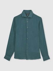 Reiss Orion Blue Ruban Linen Cutaway-Collar Shirt - Image 2 of 6