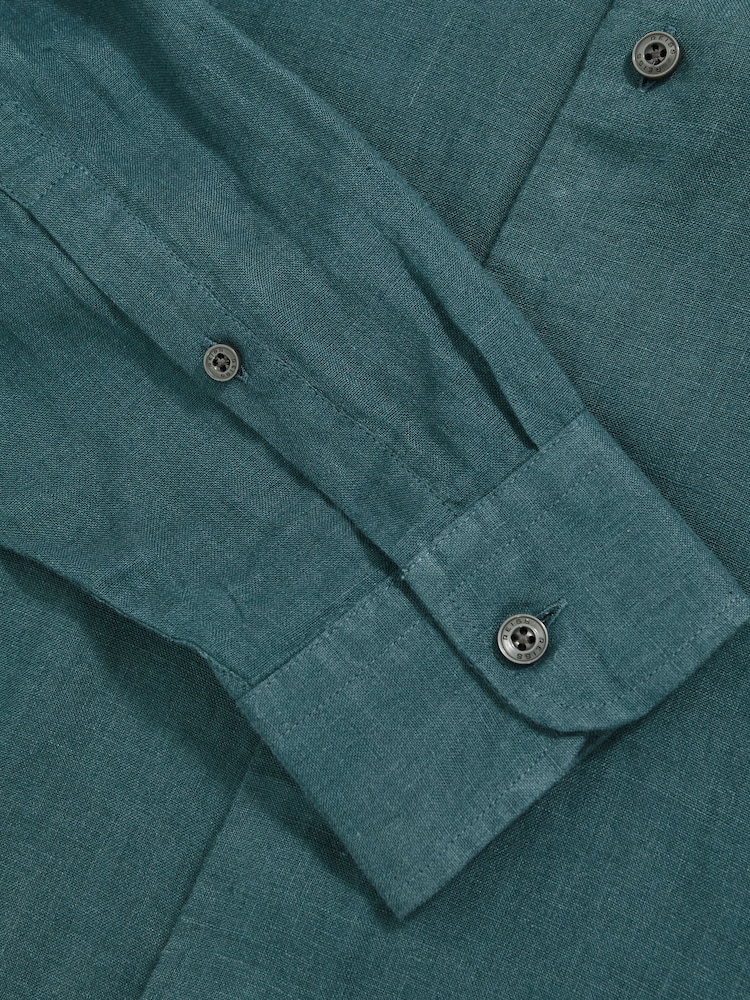 Reiss Orion Blue Ruban Linen Cutaway-Collar Shirt - Image 6 of 6 Reiss Orion Blue Ruban Linen Cutaway-Collar Shirt - Image 6 of 6