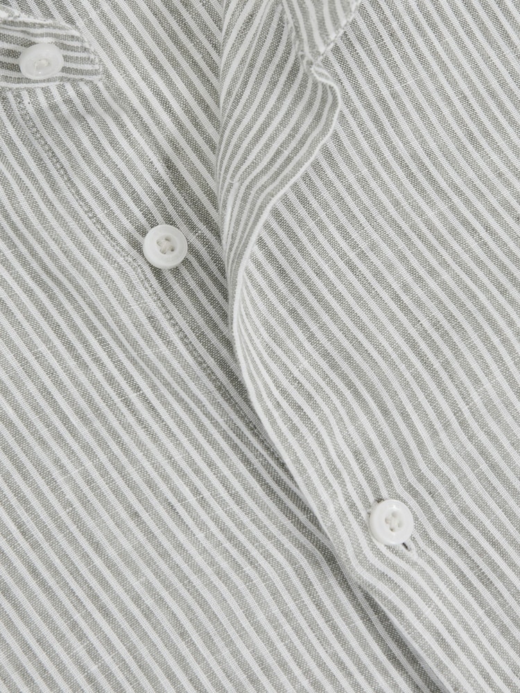 Reiss White/Thyme Green Ruban Linen Striped Cutaway-Collar Shirt - Image 6 of 6 Reiss White/Thyme Green Ruban Linen Striped Cutaway-Collar Shirt - Image 6 of 6