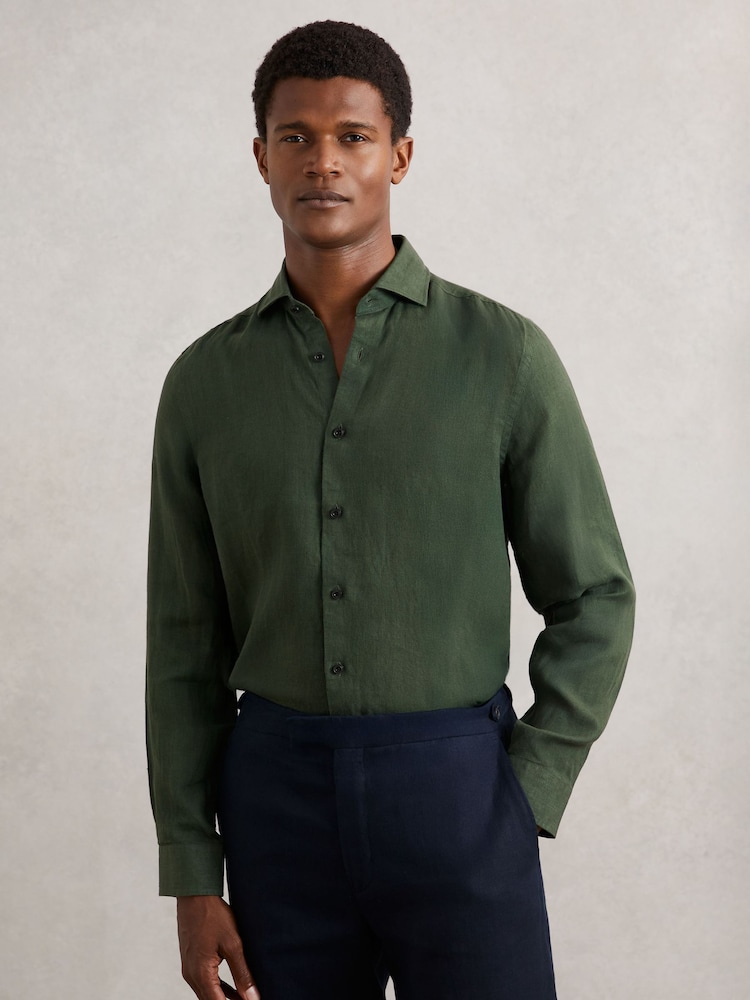 Reiss Kale Green Ruban Shirt - Image 1 of 6
