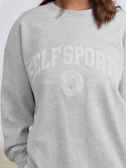 self. Grey Embroidered Slogan Longline Sweatshirt - Image 4 of 7