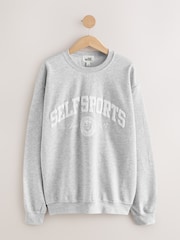 self. Grey Embroidered Slogan Longline Sweatshirt - Image 5 of 7