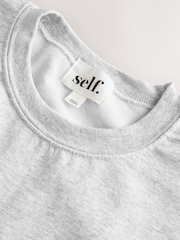 self. Grey Embroidered Slogan Longline Sweatshirt - Image 6 of 7