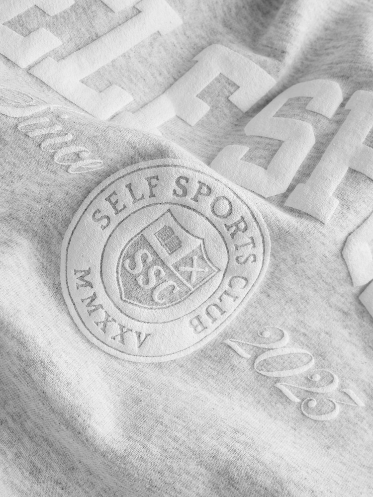 self. Grey Embroidered Slogan Longline Sweatshirt - Image 7 of 7
