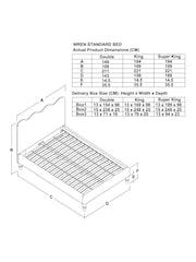 Woven Stripe Black Wren Scallop Headboard Bed Upholstered - Image 8 of 8