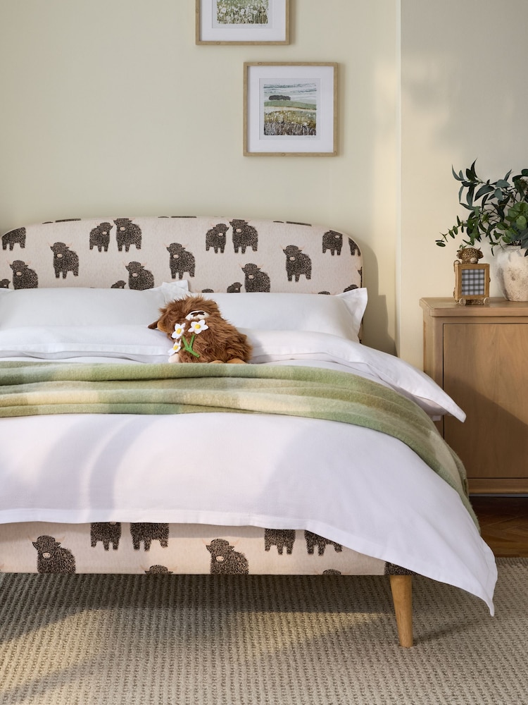 Linen Look Hamish Cow Matson Upholstered Bed Frame - Image 1 of 5