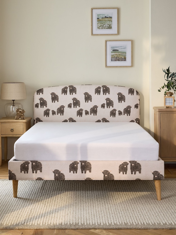 Linen Look Hamish Cow Matson Upholstered Bed Frame - Image 2 of 5