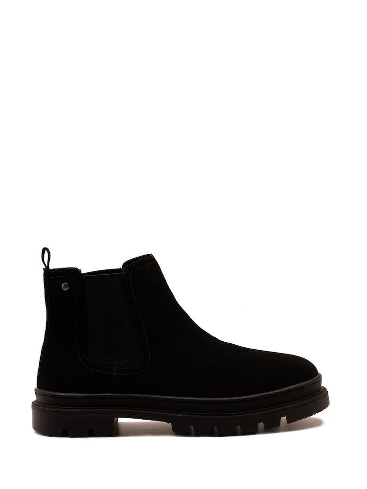 Off The Hook Black Harrison Suede Leather Formal Chelsea Boots - Image 2 of 6