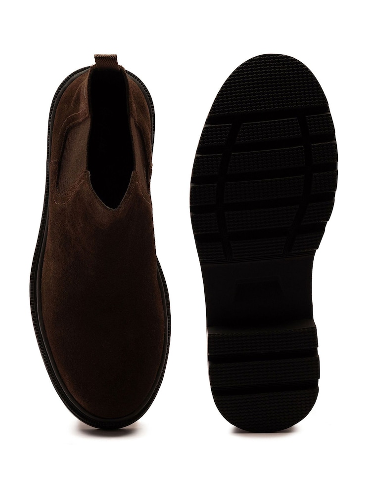 Off The Hook Brown Harrison Suede Leather Formal Chelsea Boots - Image 6 of 6