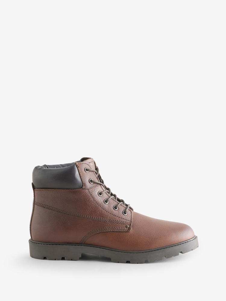 Off The Hook Brown Solo Leather Lace Up Casual Ankle Boots - Image 1 of 1