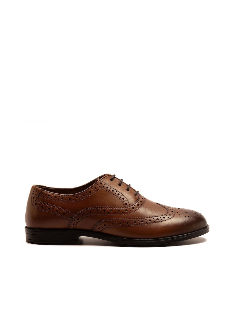 Braun - Off The Hook Waldew Leather Lace-Up Formal Brogue Shoes - Bild 2 von 6